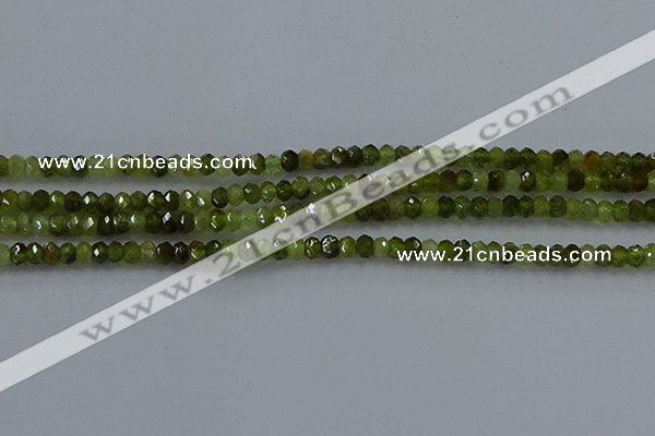 CGA156 15.5 inches 2.5*4mm faceted rondelle green garnet beads