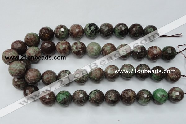 CGA315 15.5 inches 14mm faceted round red green garnet gemstone beads