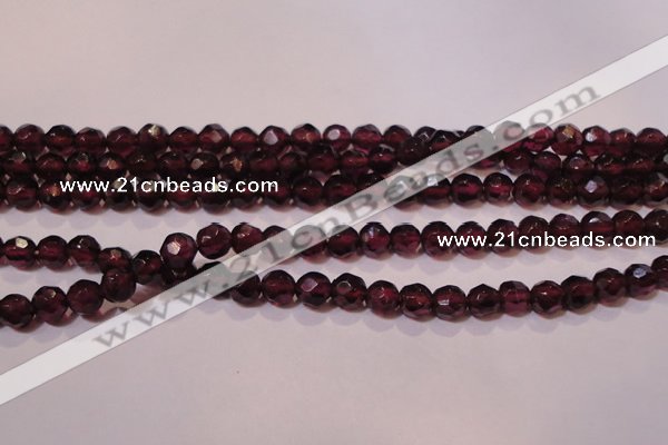 CGA361 14 inches 4mm faceted round natural red garnet beads wholesale