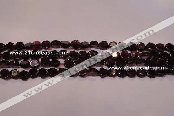 CGA386 15 inches 6mm carved flower natural red garnet beads wholesale