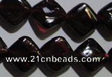 CGA409 15.5 inches 10*10mm diamond natural red garnet beads wholesale