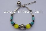 CGB24 5pcs Turquoise,hematite,cat eye beads & alloy adjustable bracelets