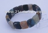 CGB274 7.5 inches 11*15mm faceted rectangle Indian agate gemstone bracelet