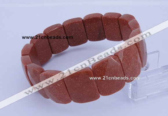 CGB275 7.5 inches 13*18mm faceted rectangle goldstone bracelet