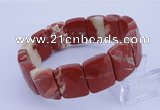 CGB278 7.5 inches 13*18mm faceted rectangle red jasper bracelet