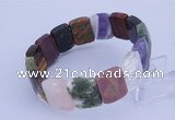 CGB281 7.5 inches 13*18mm faceted rectangle mixed gemstone bracelet