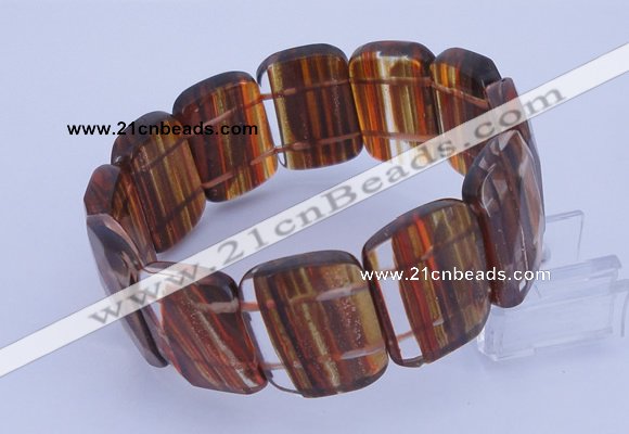 CGB285 8 inches 18*25mm faceted rectangle quartz gemstone bracelet