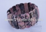 CGB303 8 inches 12*30mm faceted rectangle rhodonite gemstone bracelet