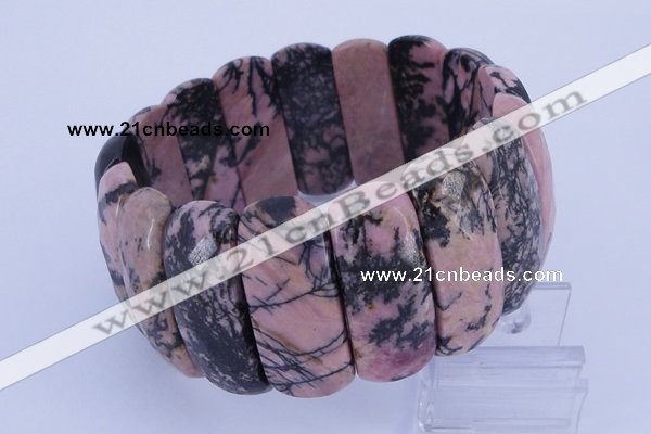 CGB303 8 inches 12*30mm faceted rectangle rhodonite gemstone bracelet