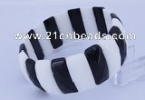 CGB304 8 inches 10*25mm faceted rectangle black & white agate bracelet