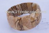 CGB308 8 inches 14*39mm faceted rectangle picture jasper bracelet