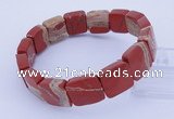 CGB315 7.5 inches 13*13mm faceted square red jasper gemstone bracelet