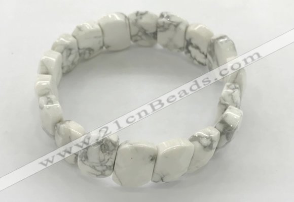 CGB3445 7.5 inches 10*15mm faceted marquise white howlite bracelets