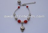 CGB40 5pcs Red turquoise beads silver plated alloy adjustable bracelets