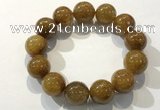 CGB4089 7.5 inches 16mm round golden rutilated quartz beaded bracelets