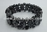 CGB425 7 inches 6mm round & 10*17mm diamond snowflake obsidian bracelet