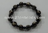 CGB47 2PCS Tibetan agate dZi beads & black agate stretchy bracelet