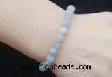 CGB5005 6mm, 8mm round aquamarine beads stretchy bracelets