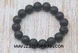 CGB5393 10mm, 12mm round black lava beads stretchy bracelets