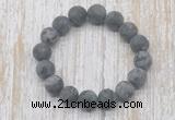 CGB5520 10mm, 12mm round matte black labradorite beads stretchy bracelets