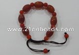 CGB62 2PCS Tibetan agate dZi beads & red agate beads adjustable bracelet