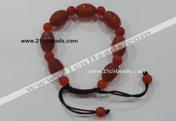 CGB62 2PCS Tibetan agate dZi beads & red agate beads adjustable bracelet