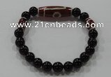 CGB75 2PCS Tibetan agate dZi beads & black agate beads stretchy bracelet