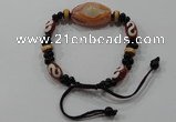 CGB98 Tibetan agate dZi beads & black agate beads adjustable bracelet
