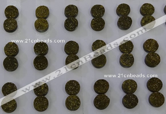 CGC94 10mm flat round druzy quartz cabochons wholesale
