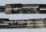 CGE06 15.5 inches 12*20mm flat tube glaucophane gemstone beads