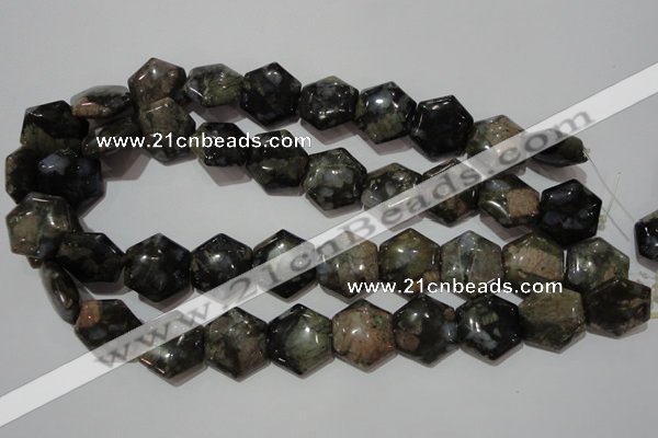 CGE174 15.5 inches 20*20mm hexagon glaucophane gemstone beads