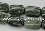 CGH26 15.5 inches 10*14mm rectangle green hair stone beads wholesale