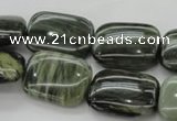 CGH27 15.5 inches 12*16mm rectangle green hair stone beads wholesale