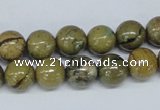 CGJ01 15.5 inches 10mm round green line jasper gemstone beads wholesale