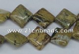 CGJ04 15.5 inches 12*12mm diamond green line jasper beads wholesale