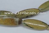 CGJ07 15.5 inches 10*26mm flat marquise green line jasper beads wholesale