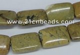 CGJ09 15.5 inches 13*18mm rectangle green line jasper beads wholesale