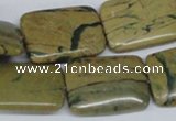 CGJ10 15.5 inches 18*25mm rectangle green line jasper beads wholesale