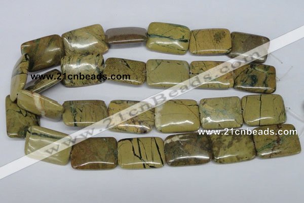 CGJ11 15.5 inches 22*30mm rectangle green line jasper beads wholesale