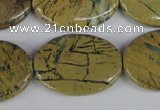 CGJ39 15.5 inches 22*30mm oval green line jasper beads wholesale