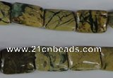CGJ45 15.5 inches 12*16mm rectangle green line jasper beads wholesale