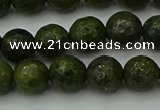 CGJ462 15.5 inches 8mm faceted round green jasper beads wholesale
