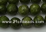 CGJ463 15.5 inches 10mm faceted round green jasper beads wholesale
