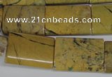 CGJ57 15.5 inches 18*25mm flat tube green line jasper beads wholesale