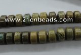 CGJ64 15.5 inches 5*8mm tyre green line jasper beads wholesale