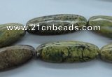 CGJ66 15.5 inches 10*28mm oval green line jasper beads wholesale