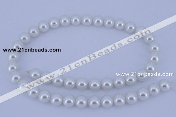 CGL06 5PCS 16 inches 14mm round dyed glass pearl beads wholesale