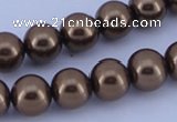 CGL102 10PCS 16 inches 4mm round dyed glass pearl beads wholesale