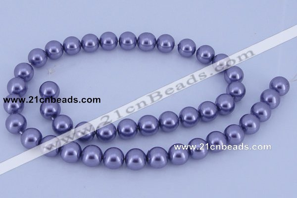CGL155 5PCS 16 inches 10mm round dyed glass pearl beads wholesale
