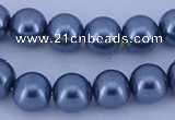CGL233 10PCS 16 inches 6mm round dyed glass pearl beads wholesale